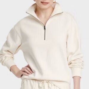 Women’s Universal Thread Cream Half-Zip Sweatshirt size Large